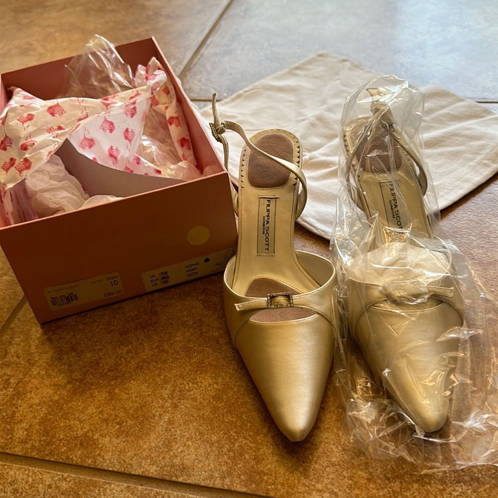 Ivory Satin Heels